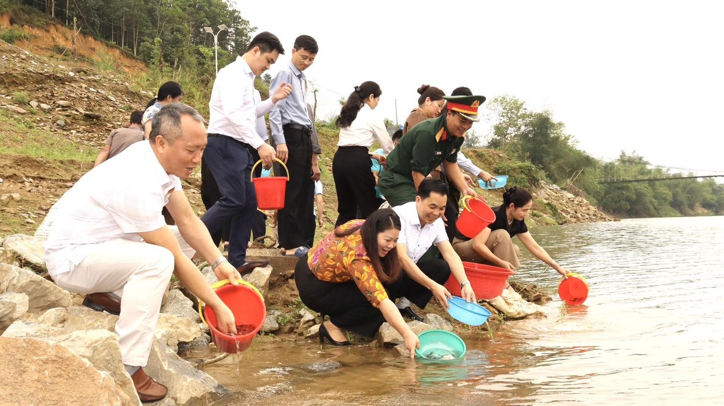 Xã Bắc Mê phát động thả cá giống trên sông Gâm: Tái tạo nguồn lợi thủy sản gắn với sinh kế bền vững
