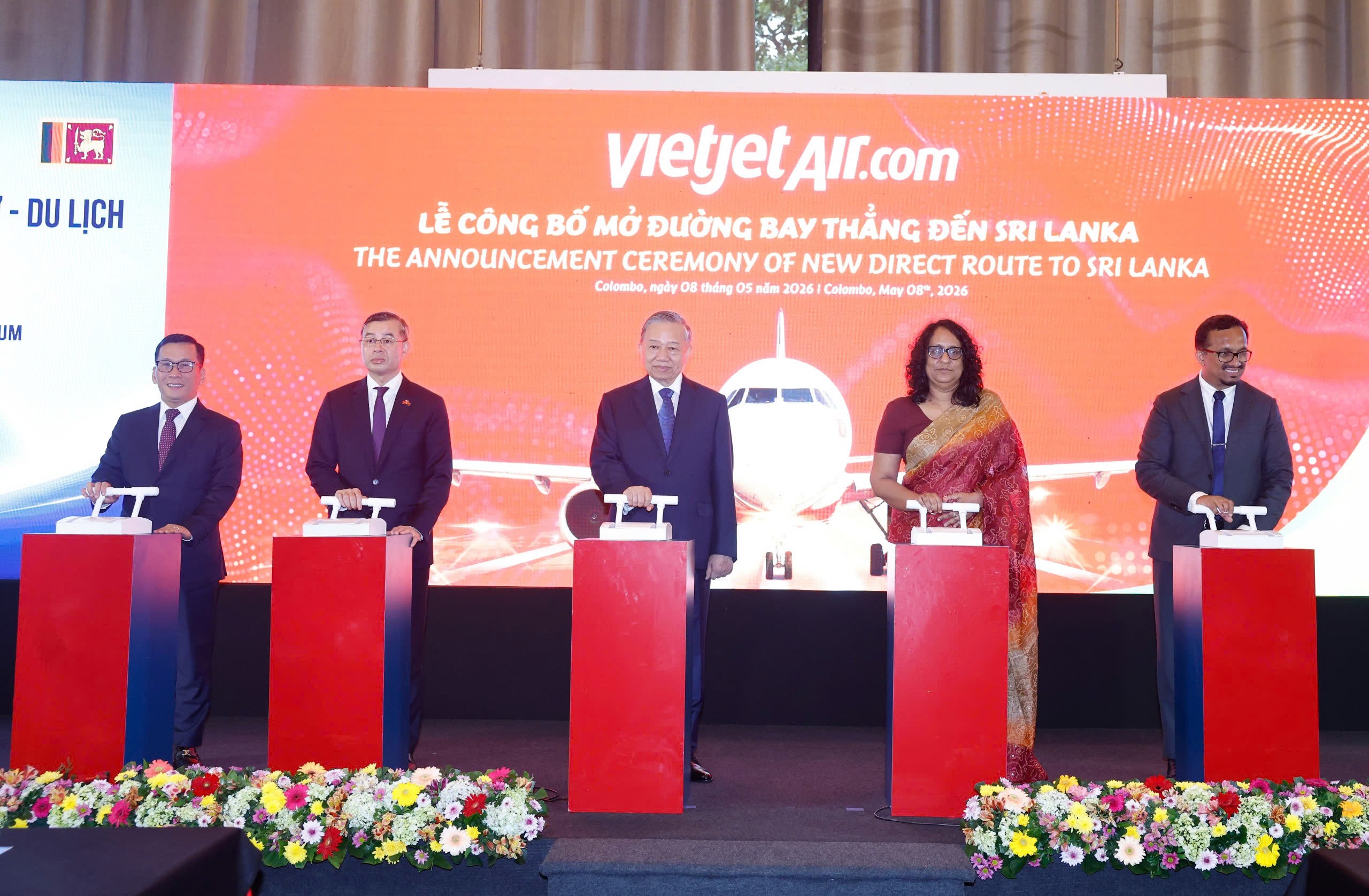 Chào mừng chuyến thăm của Tổng Bí thư, Chủ tịch nước Tô Lâm, Vietjet mở đường bay đầu tiên đến Sri Lanka